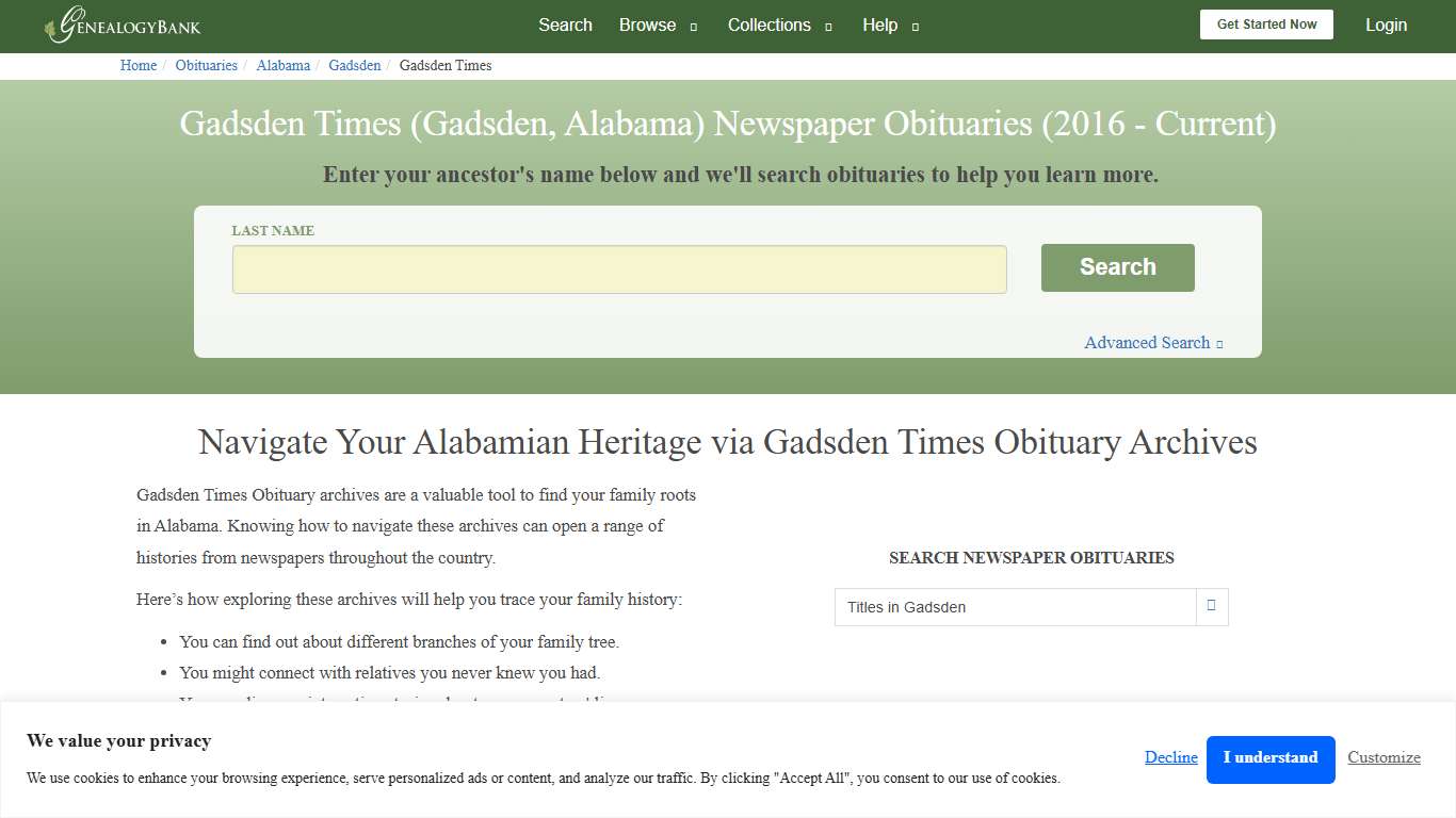 Gadsden Times Obituary Archives Search in Gadsden, Alabama GenealogyBank