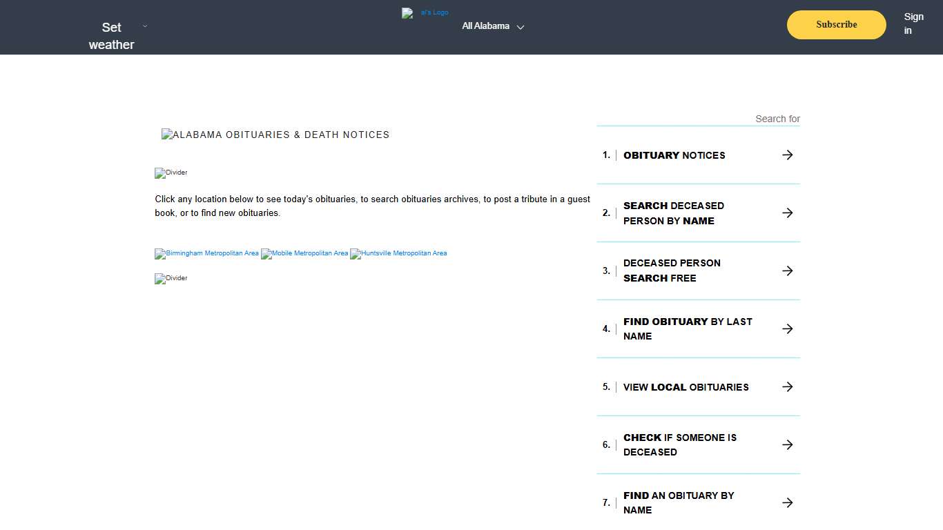 Alabama Obituaries & Death Notices